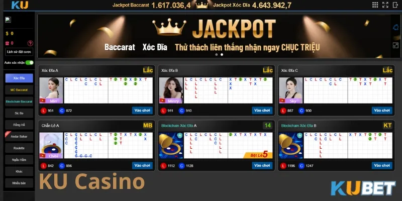 Các bàn cược Ku Casino hấp dẫn 