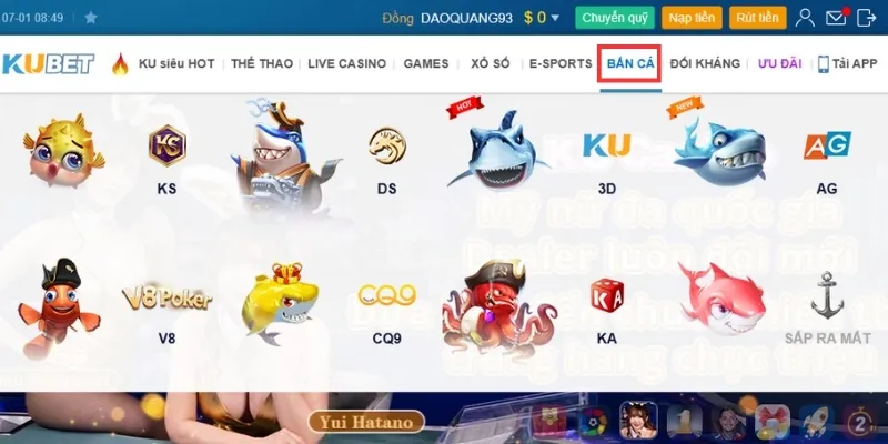 Những sảnh cược Bắn cá cao cấp tại nhà cái Kubet 